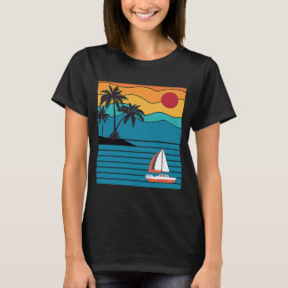 Vintage Retro Sailboat 80-tal 70-tal Stil Sailing  T Shirt