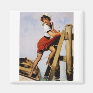 Vintage Retro Sailor Pin-up Girl Magnet