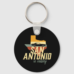 Vintage Retro San Antonio Texas USA City Karta Nyckelring