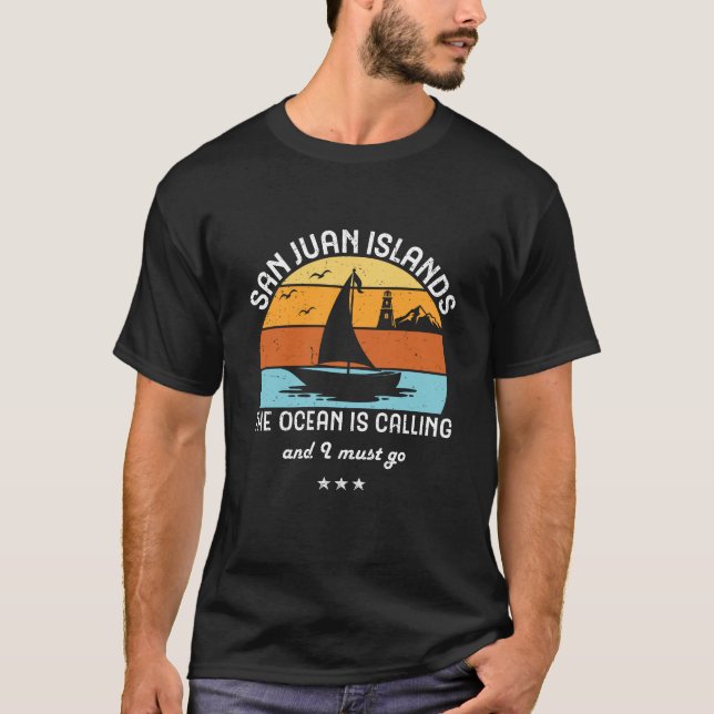 Vintage Retro San Juan Islands Sailing T Shirt (Framsida)