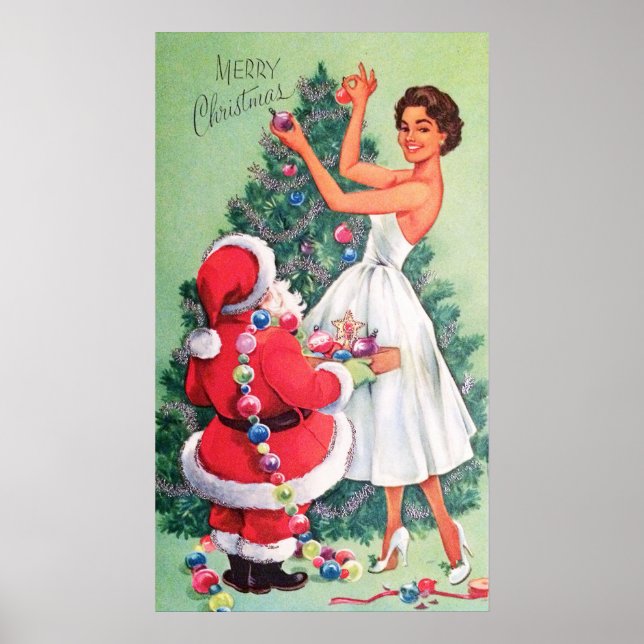 Vintage retro Santa and Dam decor poster (Framsidan)