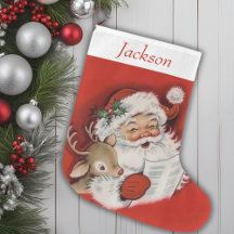 Vintage Retro Santa and Reindeer Personlig