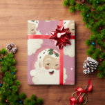 Vintage Retro Santa Ansikte Gnistra Aestesisk Rosa Presentpapper<br><div class="desc">Förpacka dina gåvor på ett bra sätt med den här söta pappra inslagningen,  med stil Santa ansikte & gnistra mönster.</div>