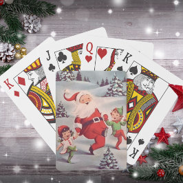 Vintage Retro Santa Dancing med jultomte Casinokort