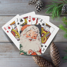 Vintage Retro Santa med Candy cane-jul