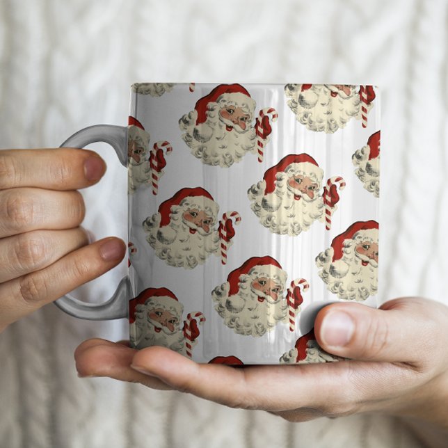 Vintage Retro Santa med Candy cane Kaffemugg (Skapare uppladdad)