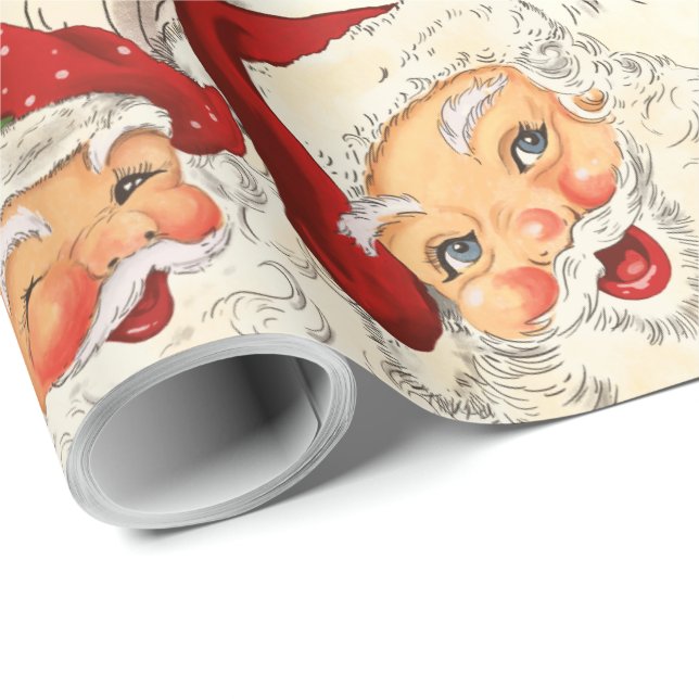 Vintage Retro Santa Mini Red jul Presentpapper (Rullad Hörn)