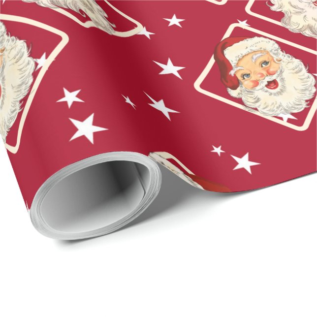 Vintage Retro Santa Mini Red jul Presentpapper (Rullad Hörn)