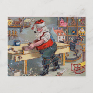 Vintage Retro Santa's jul-workshop i Leksak Vykort