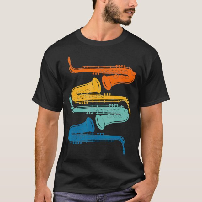 Vintage Retro Saxophone T Shirt (Framsida)