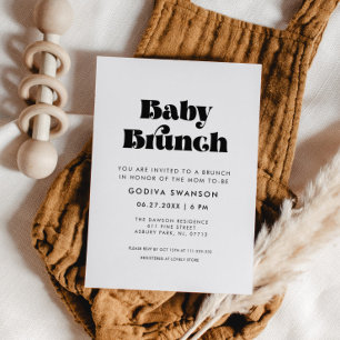 Vintage Retro Script Baby Brunch Inbjudningar