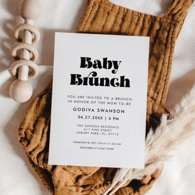 Vintage Retro Script Baby Brunch Inbjudningar (Skapare uppladdad)
