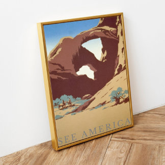 Vintage Retro Se America Arches National Park Poster
