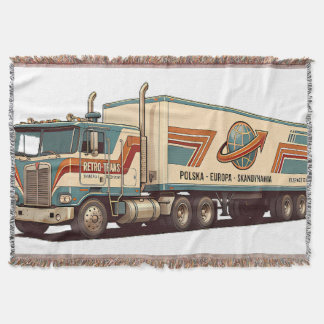 Vintage Retro Semi Truck Kuddinkast Filt