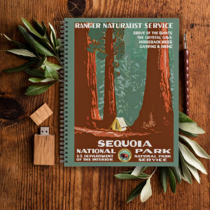 Vintage Retro Sequoia nationalpark Travel Anteckningsbok