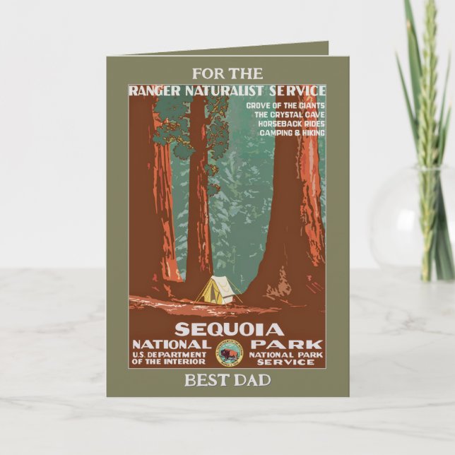 Vintage Retro Sequoias nationalpark Fars dag Kort (Framsida)