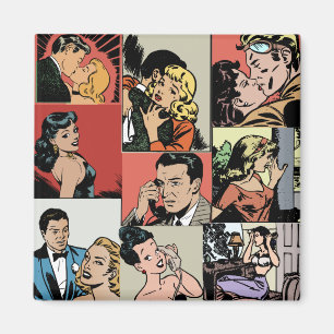 Vintage retro serieälskade berättelse magnet