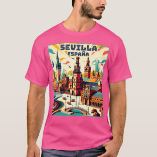 Vintage Retro Sevillaseville Espaa Spanien Landmar T Shirt