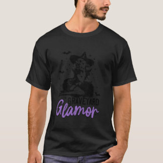 Vintage Retro Sexy Witch Graveyard Glamor Hallowee T Shirt