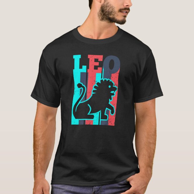 Vintage Retro Sign Leo Zodiac T Shirt (Framsida)