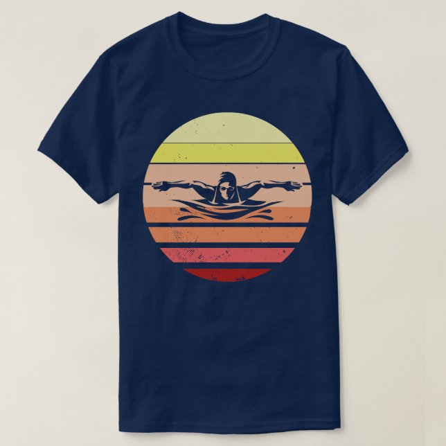Vintage Retro Simma Skyscape Swimming T Shirt (Design framsida)