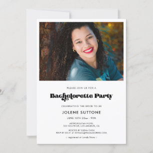 Vintage-retro-skript Bachelorette Party-foto Inbjudningar