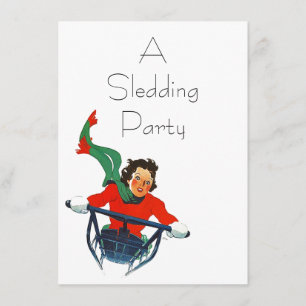 Vintage Retro Sleding Winter Party-inbjudningar Inbjudningar