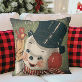 Vintage Retro Snögubbe jul Kudde
