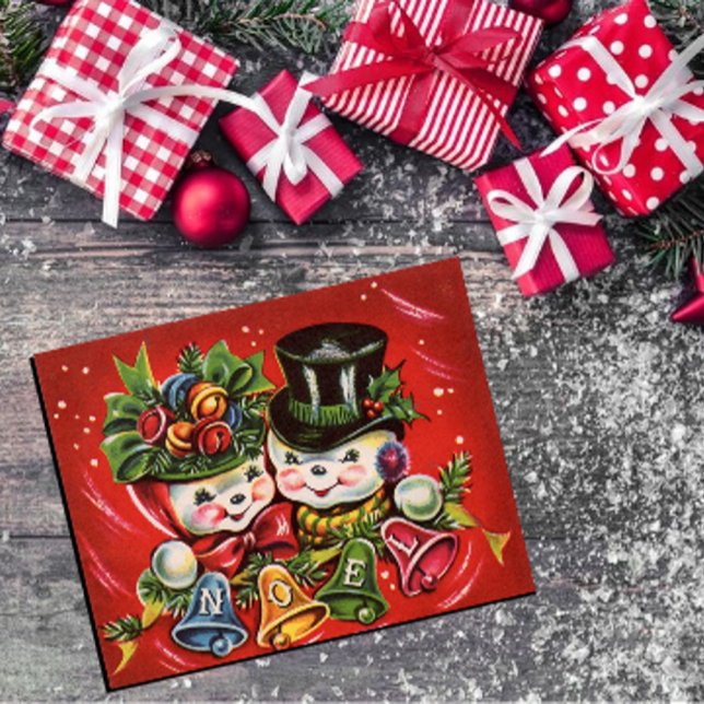 Vintage Retro Snögubbe par Noel Hälsning Helgkort (Skapare uppladdad)