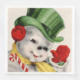 Vintage retro snögubbe party-blöjor från jul pappersservett