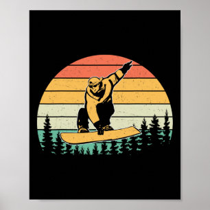 Vintage Retro Snowboarder Silhouette Snowboarding Poster