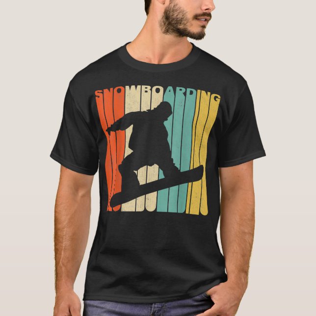 Vintage Retro Snowboarding Silhouette T Shirt (Framsida)