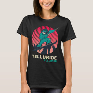 Vintage Retro Snowboarding Skeleton Telluride Colo T Shirt