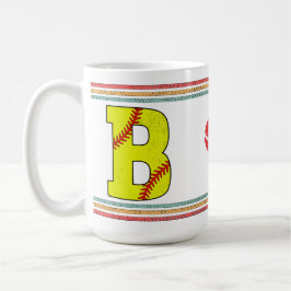 Vintage Retro Softball Letter B Artwork Kaffemugg