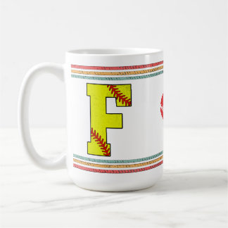 Vintage Retro Softball Letter F Old School Kaffemugg