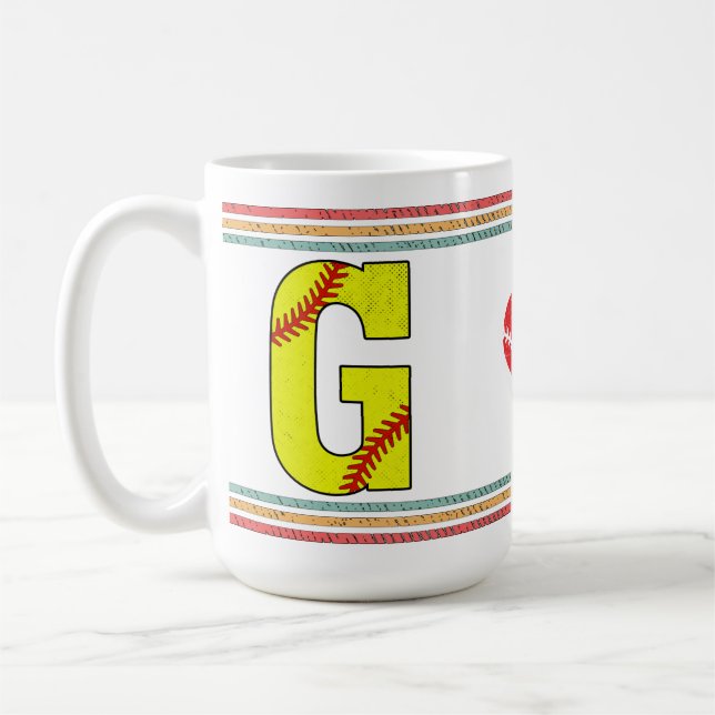 Vintage Retro Softball Letter G Athletic Kaffemugg (Vänster)
