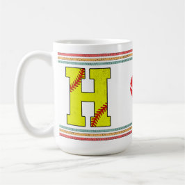 Vintage Retro Softball Letter H Sports Kaffemugg