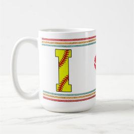 Vintage Retro Softball Letter I Varsity Kaffemugg