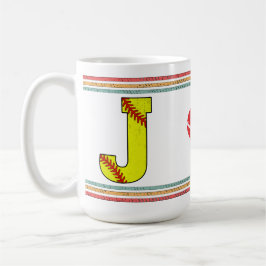 Vintage Retro Softball Letter J Design Kaffemugg