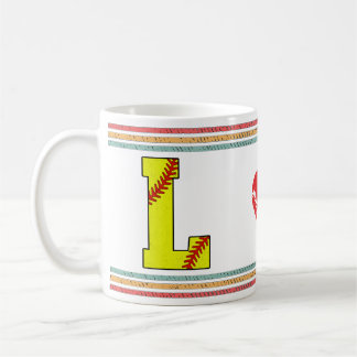 Vintage Retro Softball Letter L Typography Kaffemugg
