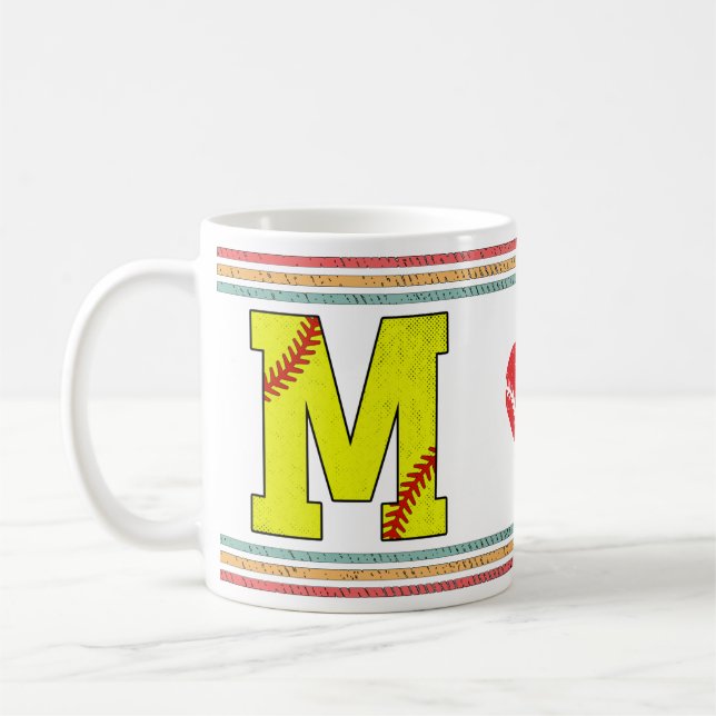 Vintage Retro Softball Letter M Classic Kaffemugg (Vänster)