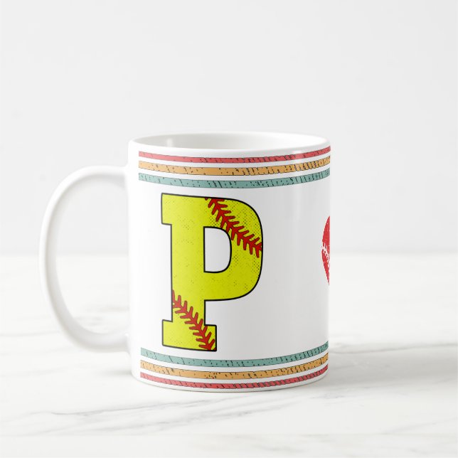 Vintage Retro Softball Letter P Athletic Kaffemugg (Vänster)