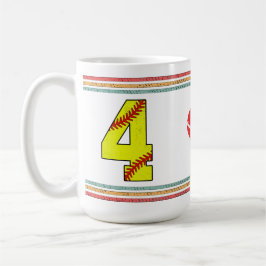 Vintage Retro Softball Number 4 Classic Kaffemugg