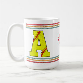 Vintage Retro Softboll Bokstav A Design Kaffemugg