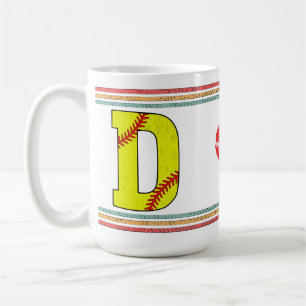 Vintage Retro Softboll Bokstav D Klassisk Kaffemugg