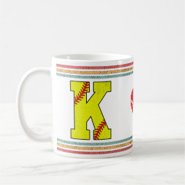 Vintage Retro Softboll Bokstav K Konstverk Kaffemugg