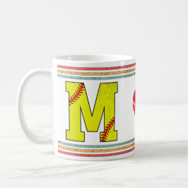 Vintage Retro Softboll Bokstav M Klassisk Kaffemugg
