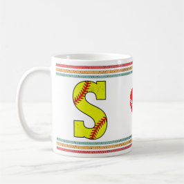 Vintage Retro Softboll Bokstav S Design Kaffemugg