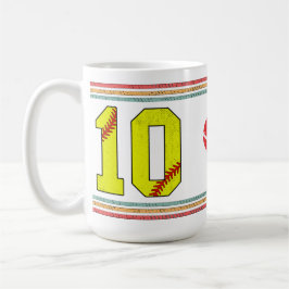 Vintage Retro Softboll Nummer 10 Design Kaffemugg