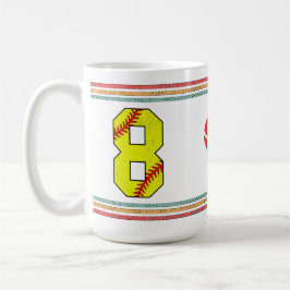 Vintage Retro Softboll Nummer 8 Sport Kaffemugg